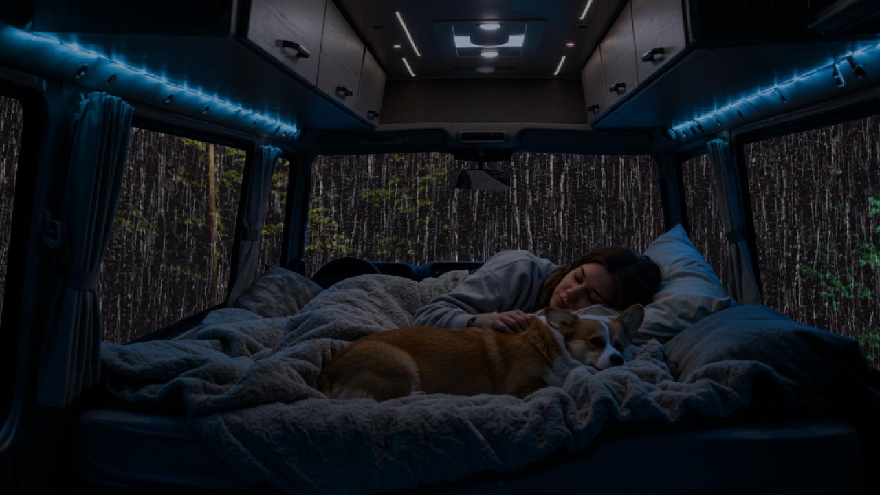 Relaxing Rain & Thunder on Cozy Car ⛈️ Deep Sleep Sounds for Anxiety Relief & Calm Night Ambience