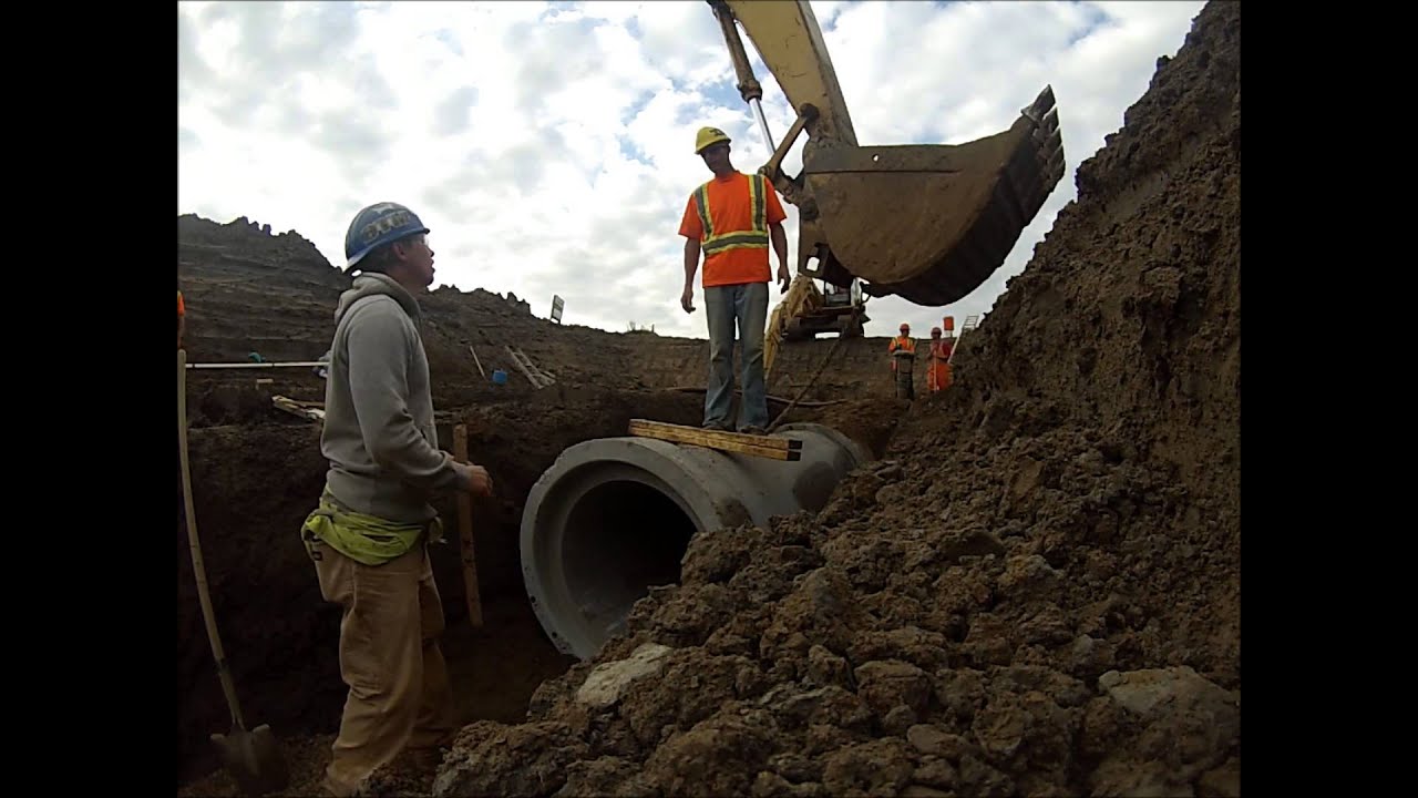 Installing Concrete Storm Pipe (GoPro)