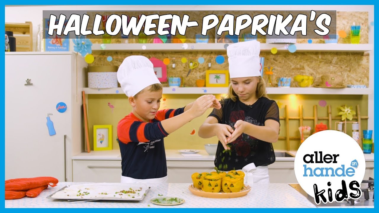 Paprika&rsquo;s gevuld met tuinerwten en gehakt voor Halloween - Allerhande Kids