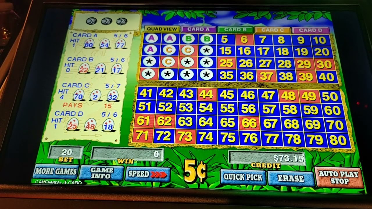 Caveman Keno - Keno Queens 4 Card Pattern