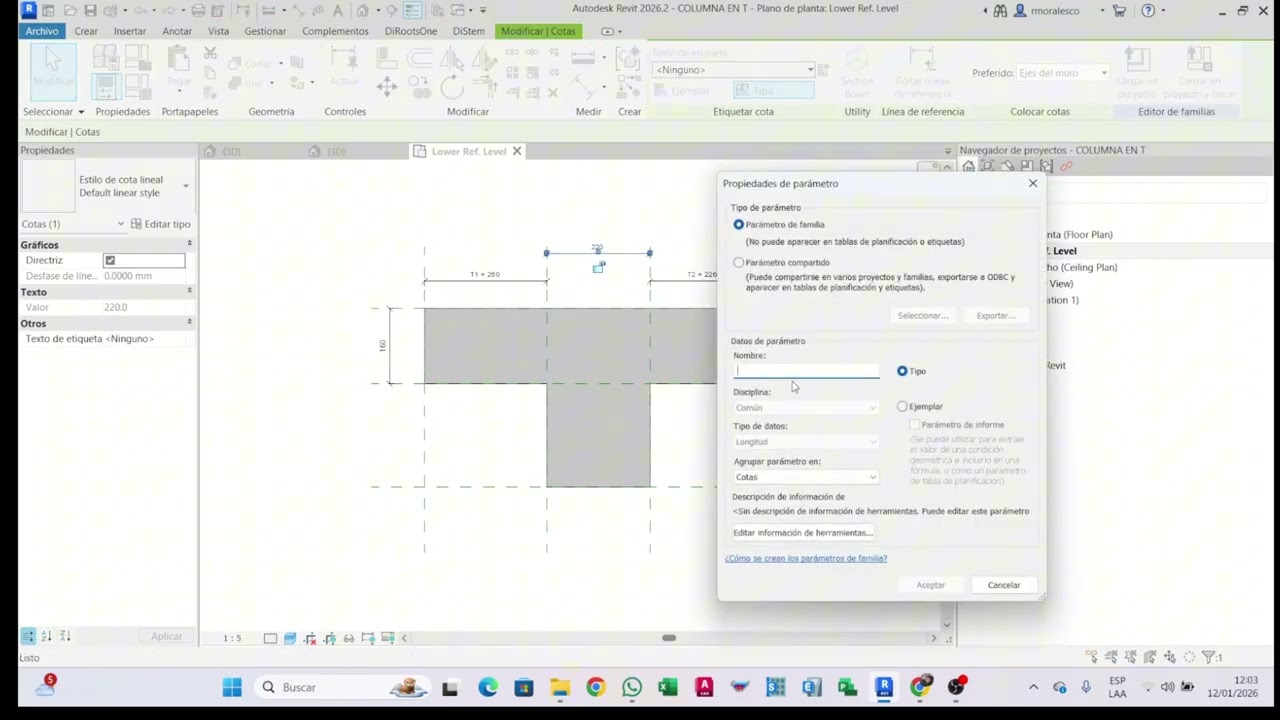 NADIE TE ENSEÑA ESTO EN REVIT 2026 | Columna Estructural en T desde CERO (BIM PRO).