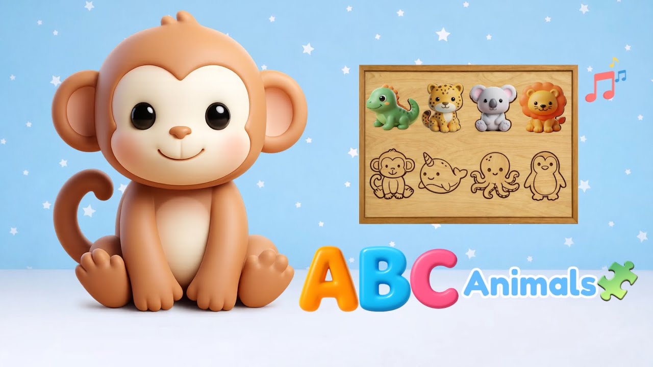 ABC Animals Song & Puzzle 🧩🐶| Learn ABC & Animals for Kids