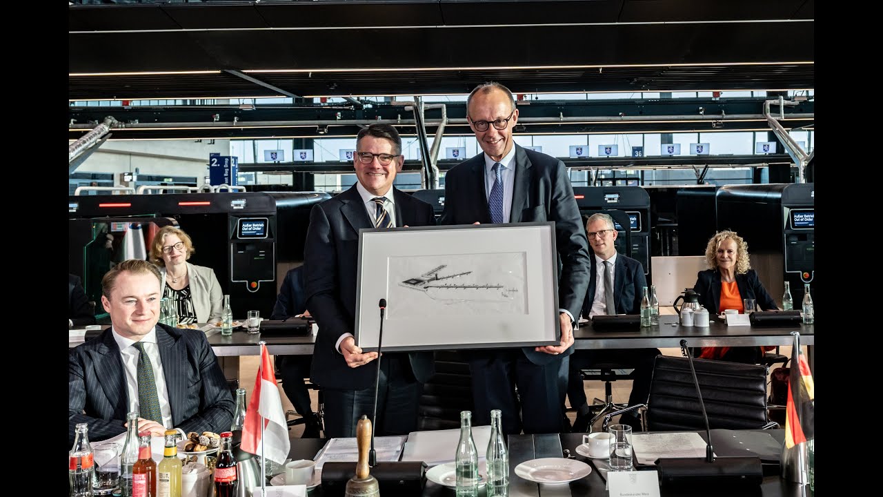 Antrittsbesuch: Ministerpräsident Boris Rhein empfängt Bundeskanzler Friedrich Merz in Frankfurt.
