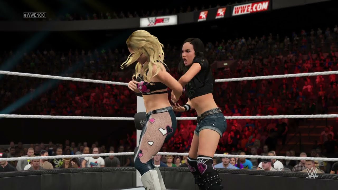 AJ Lee vs Natalya Full Match WWE 2K15 PS4