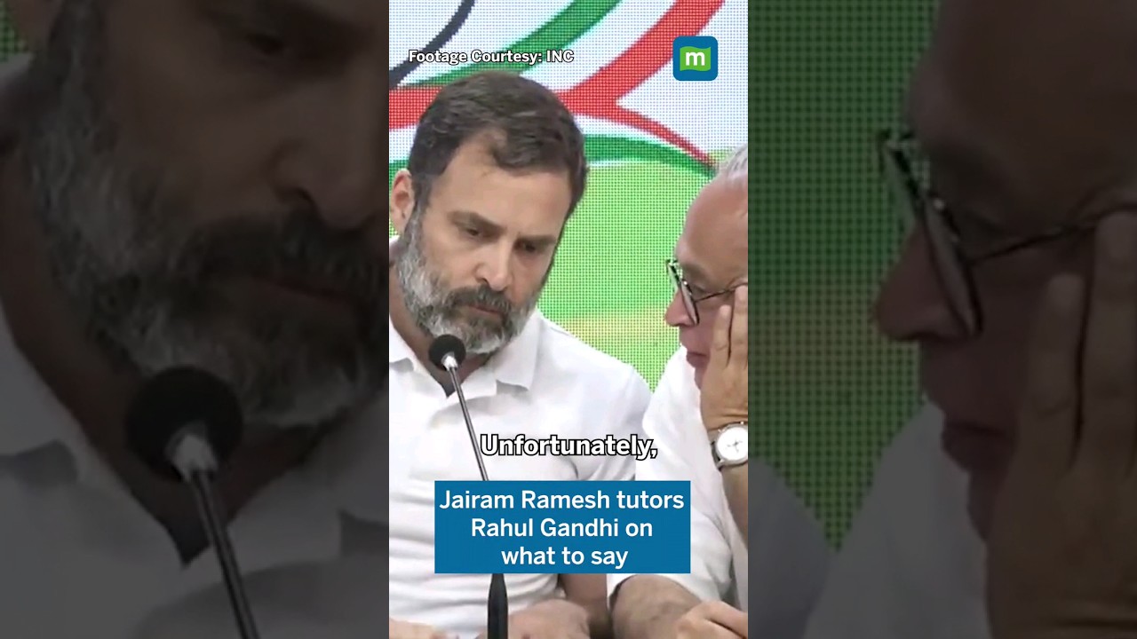 Jairam Ramesh Tutors Rahul Gandhi During Press Conference #rahulgandhi #congress #jairamramesh