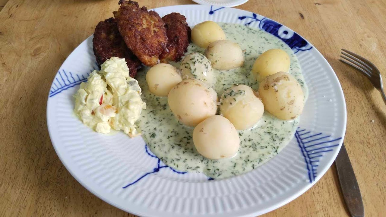 Fiskefrikadeller som Mormor med Kartofler og Persillesovs