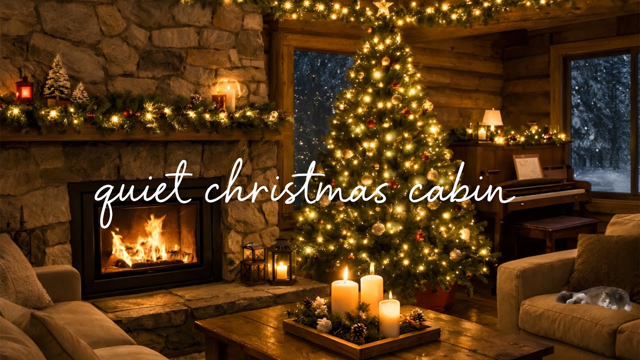 🎄 Quiet Christmas Cabin Jazz – Fireplace Ambience for Relaxing, Study & Work