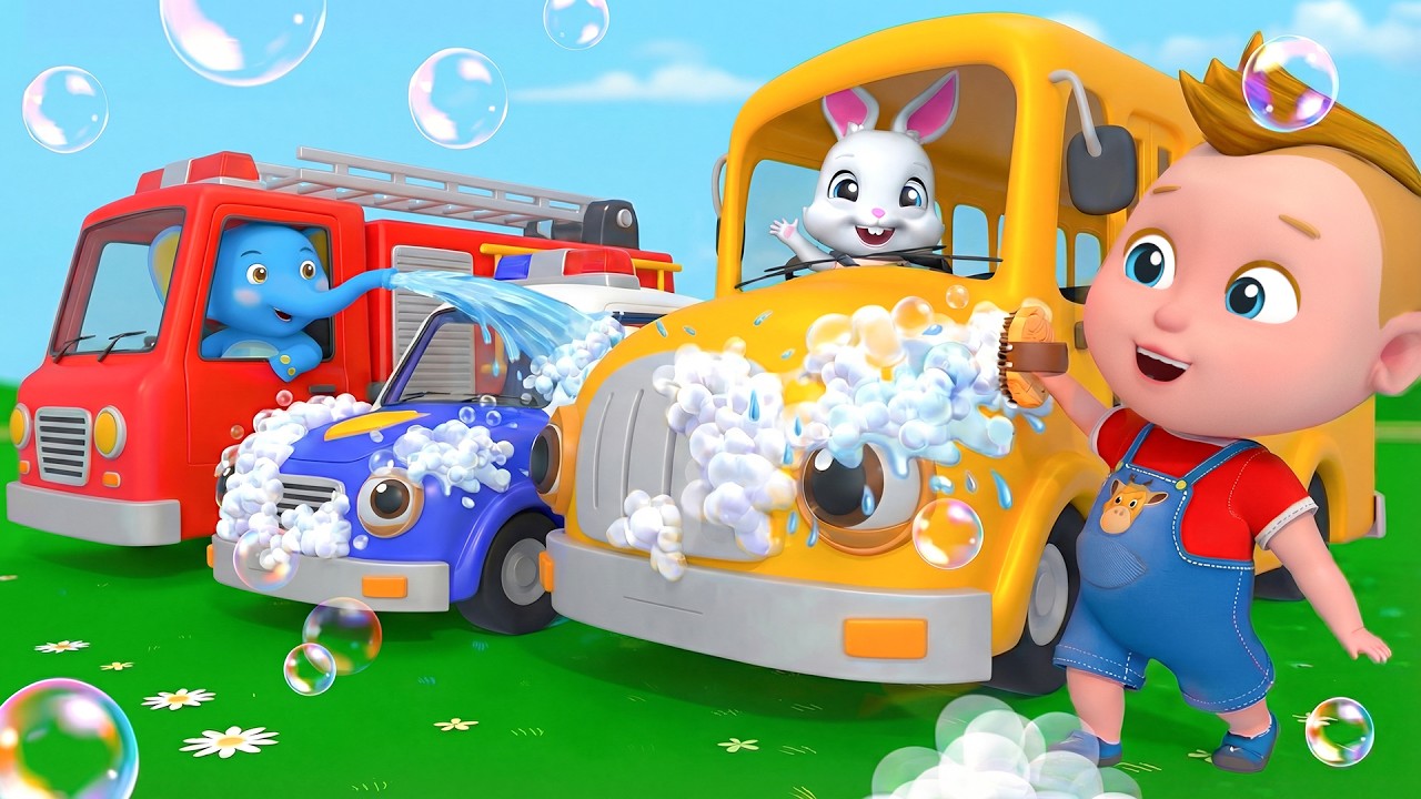 Vamos Lavar as Roda do Ônibus | Canção dos Veículos Famosos | Super Sumo Português - Música Infantil