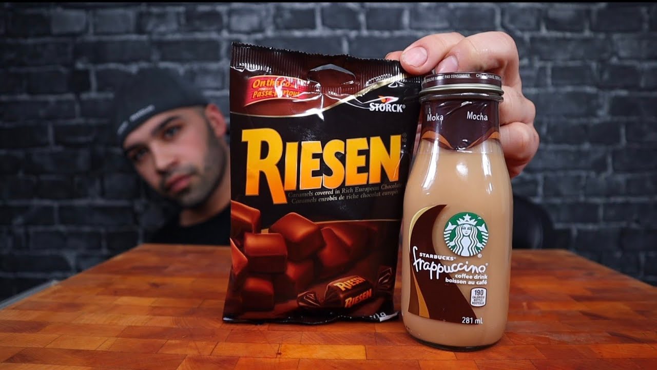 (ASMR) RIESEN AND STARBUCKS FRAPPUCCINO COFFEE DRINK REVIEW/RAMBLE