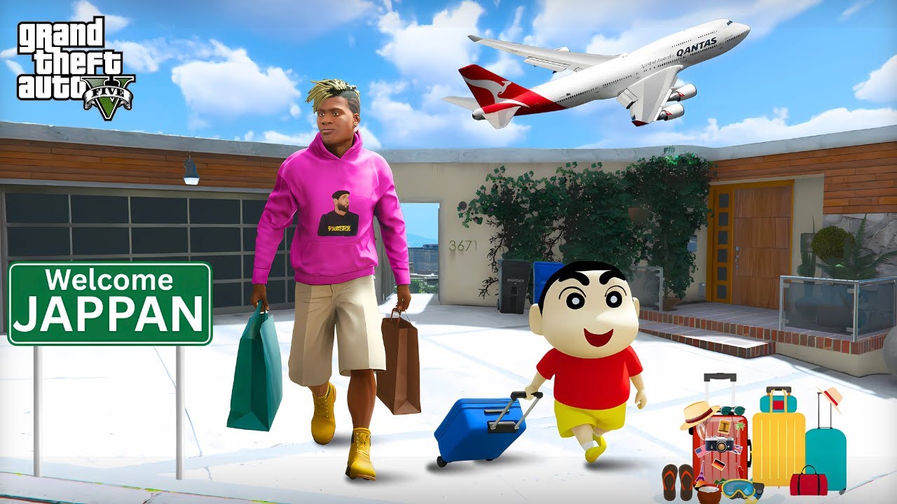 GTA 5: Franklin & Shinchan Going To Shinchan House Jappan In Gta5...! ( Gta5 mods )