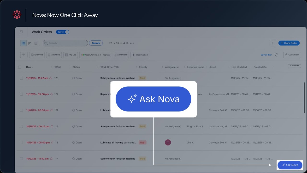 Meet Nova Inside Your CMMS: UpKeep&rsquo;s AI Assistant Just Got Faster, Smarter & Fully Integrated