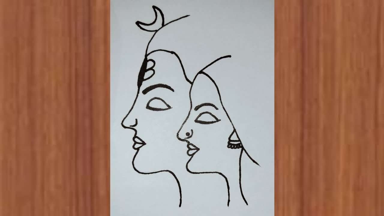 Easy Draw Shivaji Parvati ji Drawing || Aadishakti Drawing ||  shiv parvati outline for Shivratri 