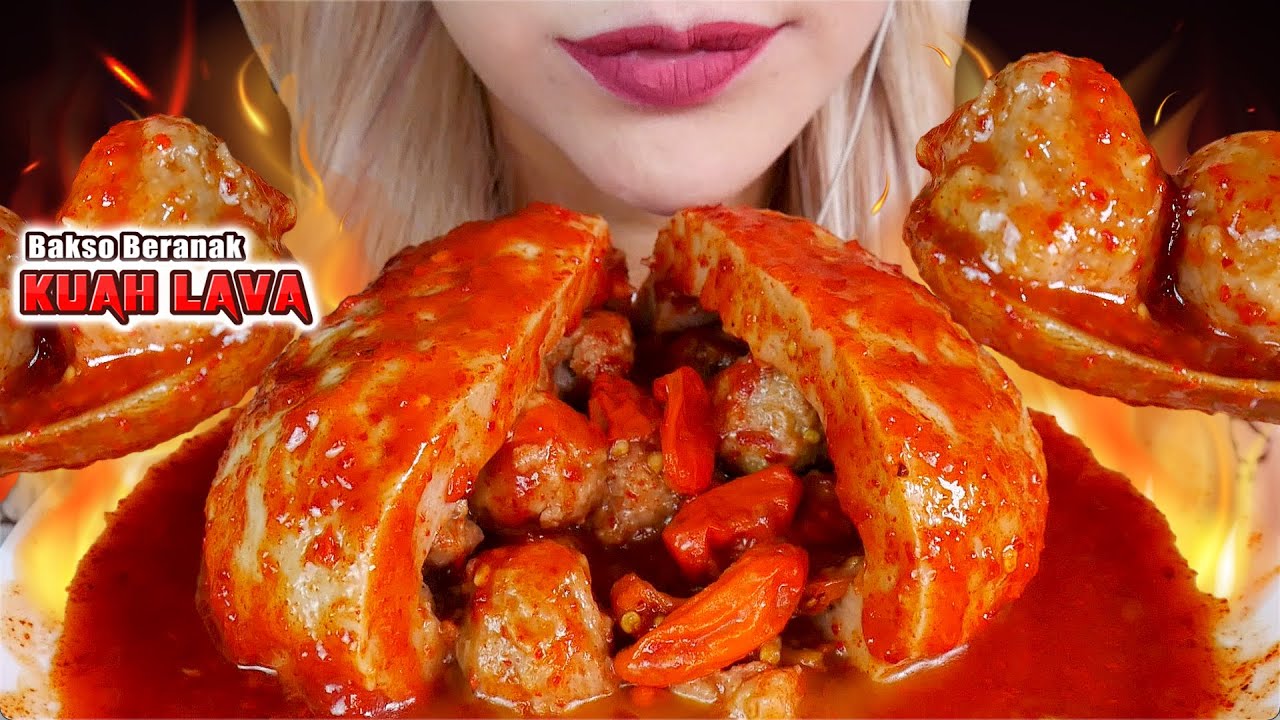 WOWW‼️ ASMR BAKSO BERANAK KUAH LAVA PEDAS🥵🔥 SUPER SPICY JUMBO BREEDING MEATBALL💥