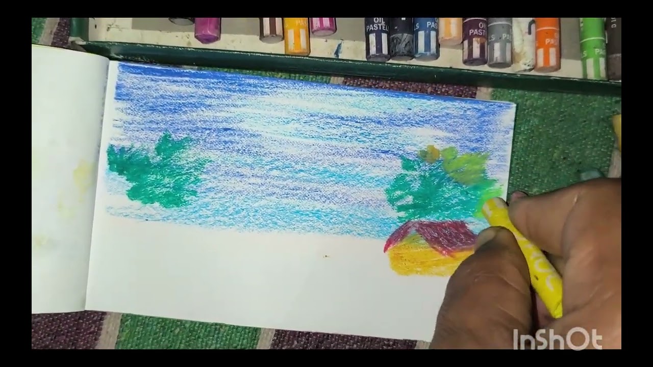 Landscape painting with oil pastel colour #Tutorial#9