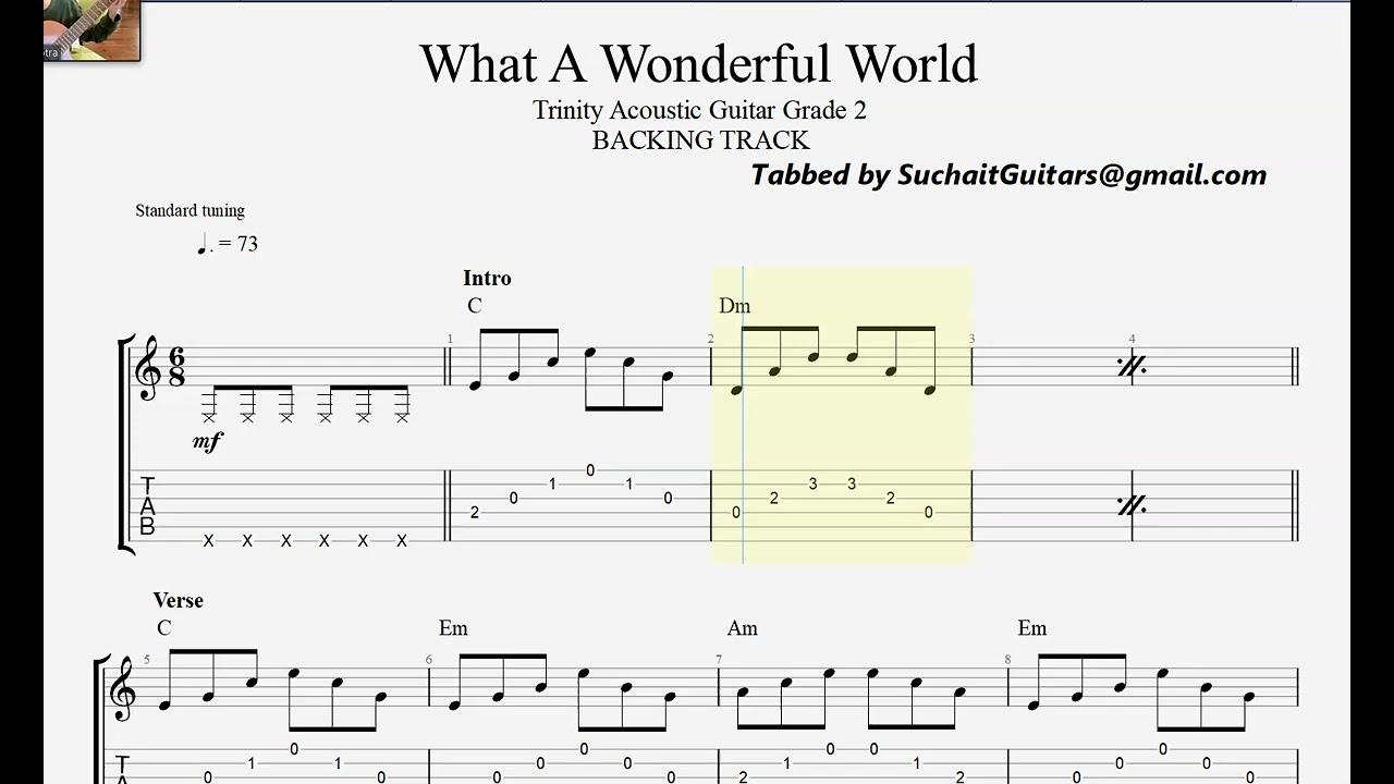 What a Wonderful World (full track & backing track) - Trinity Acoustic Guitar Grade 2 lesson