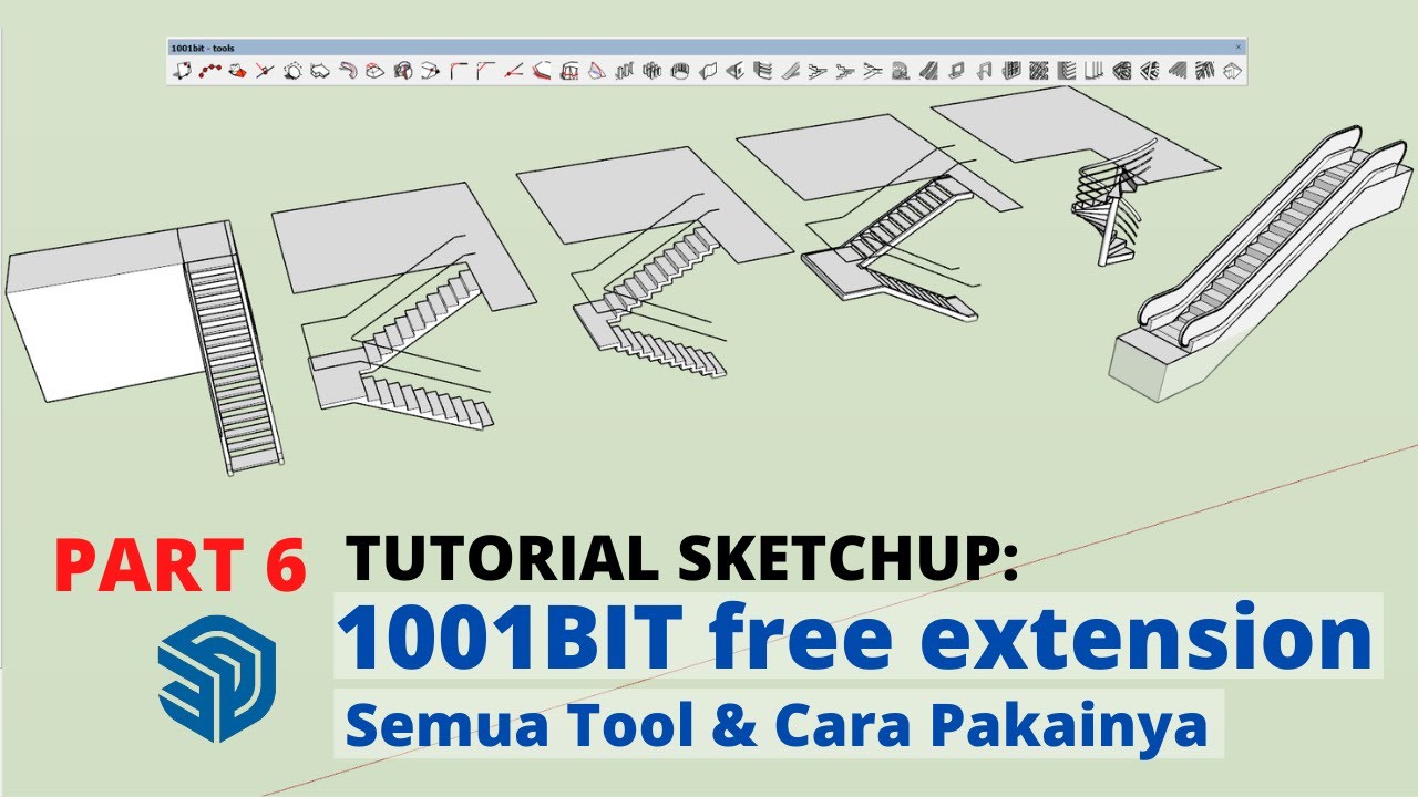 Buat Eskalator dan Tangga di Sketchup pakai 1001bit Free Extension (PART 6)