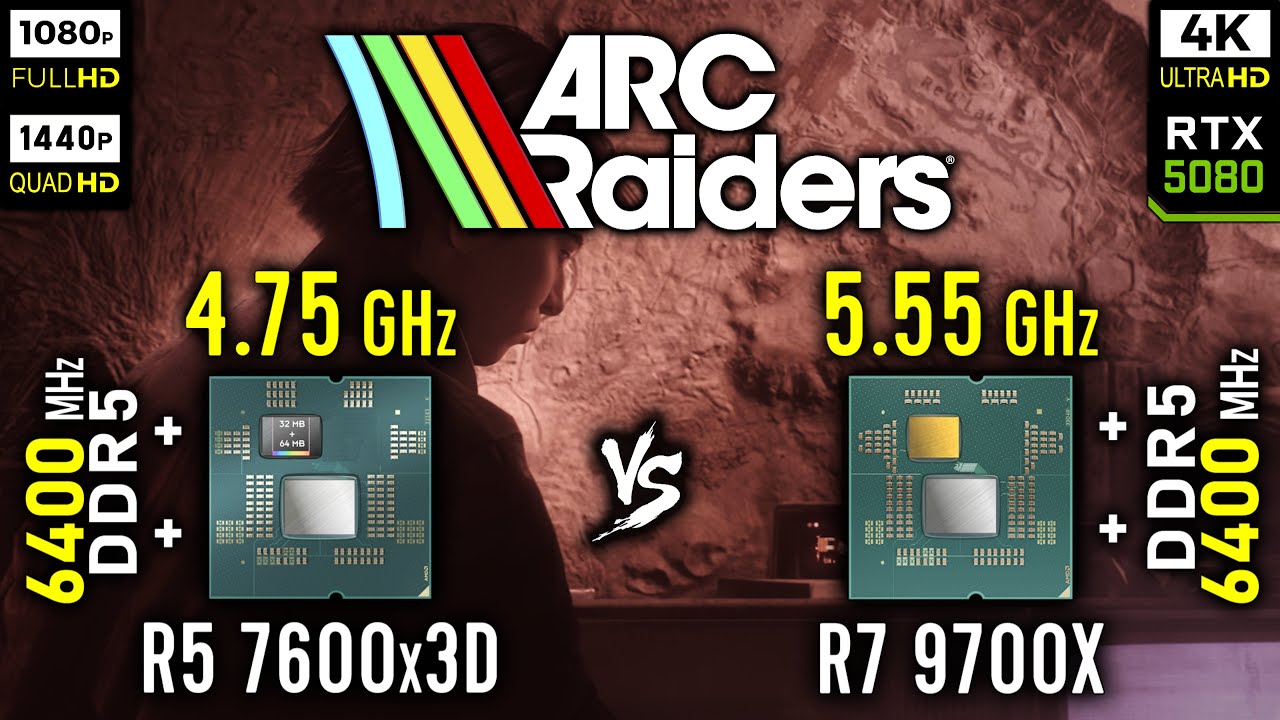 Ryzen 5 7600x3D vs Ryzen 7 9700X in ARC Raiders | RTX 5080 [ 1080p, 1440p, 4K ]