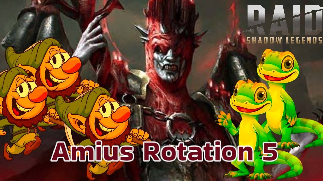 Amius Rotation 5 vs 3 Dwarfs & 2 Lizards | Raid: Shadow Legends