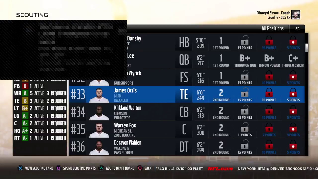 Madden 18 CFM Scouting