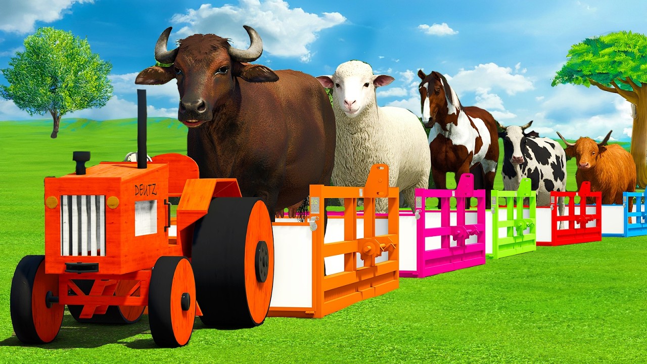 LOAD BUFFALO, SHEEP, HORSE, COWS & TYRANSPORT WITH NEW HOLLAND TRACTORS - FS25