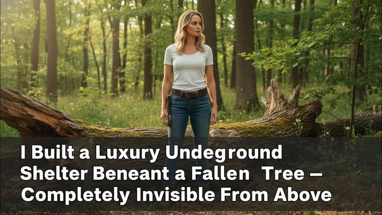 Built a Luxury Underground Shelter Beneath a Fallen Tree 