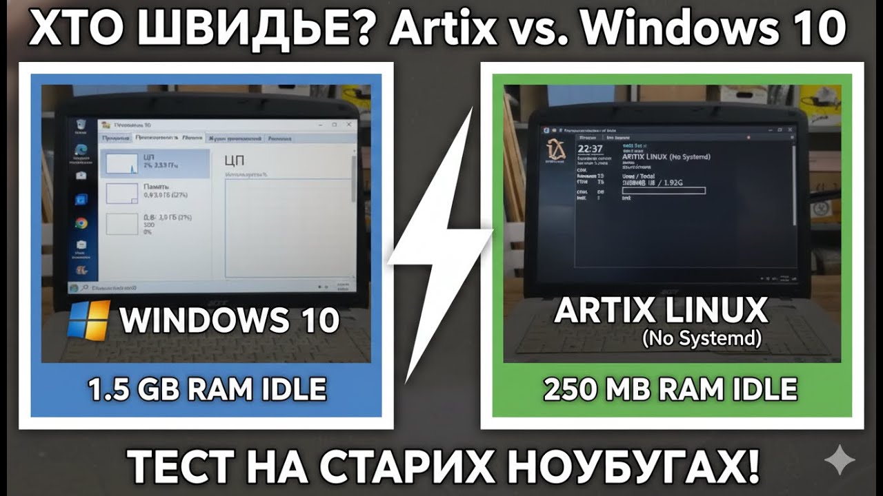 LINUX ARTIX VS WIN 10.