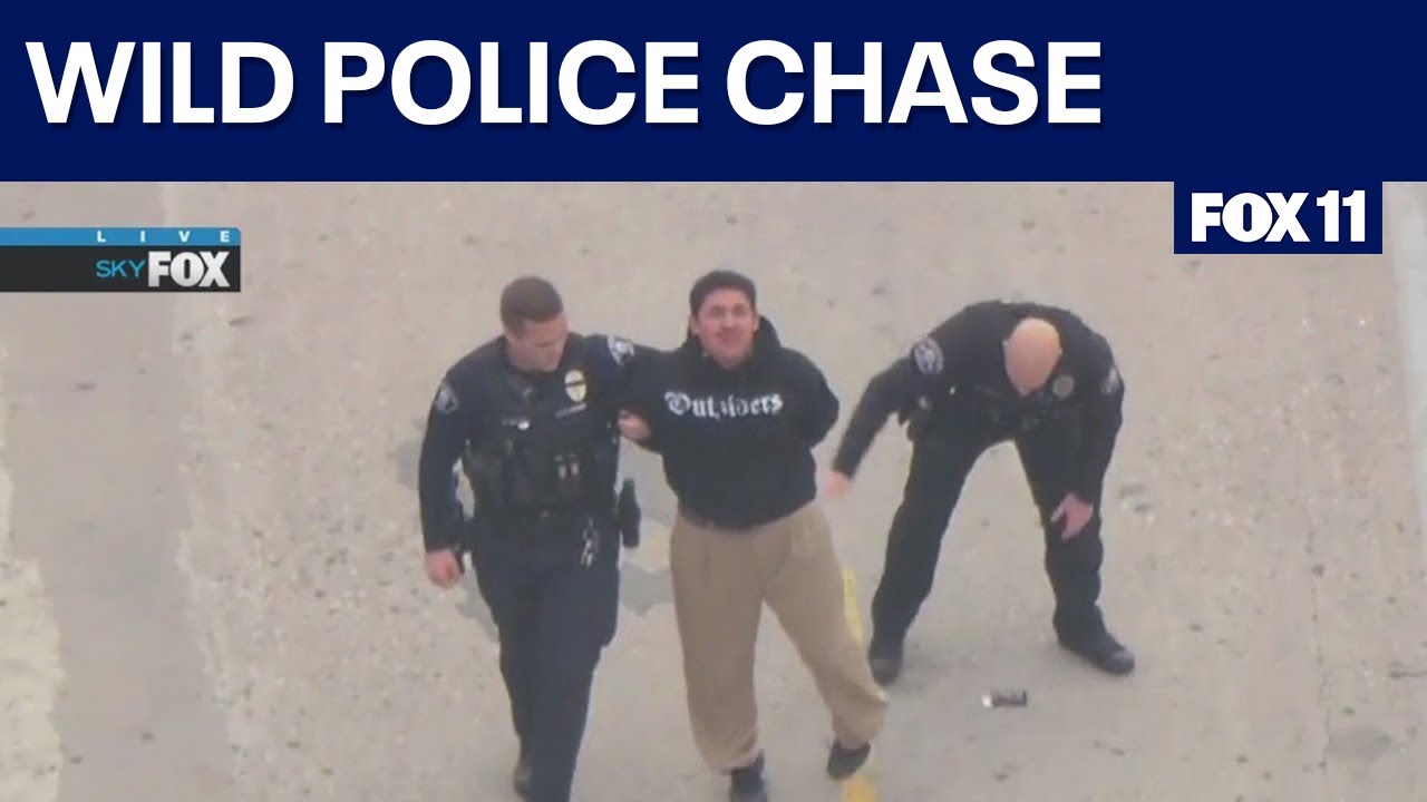 Police chase on 405 freeway near West LA
