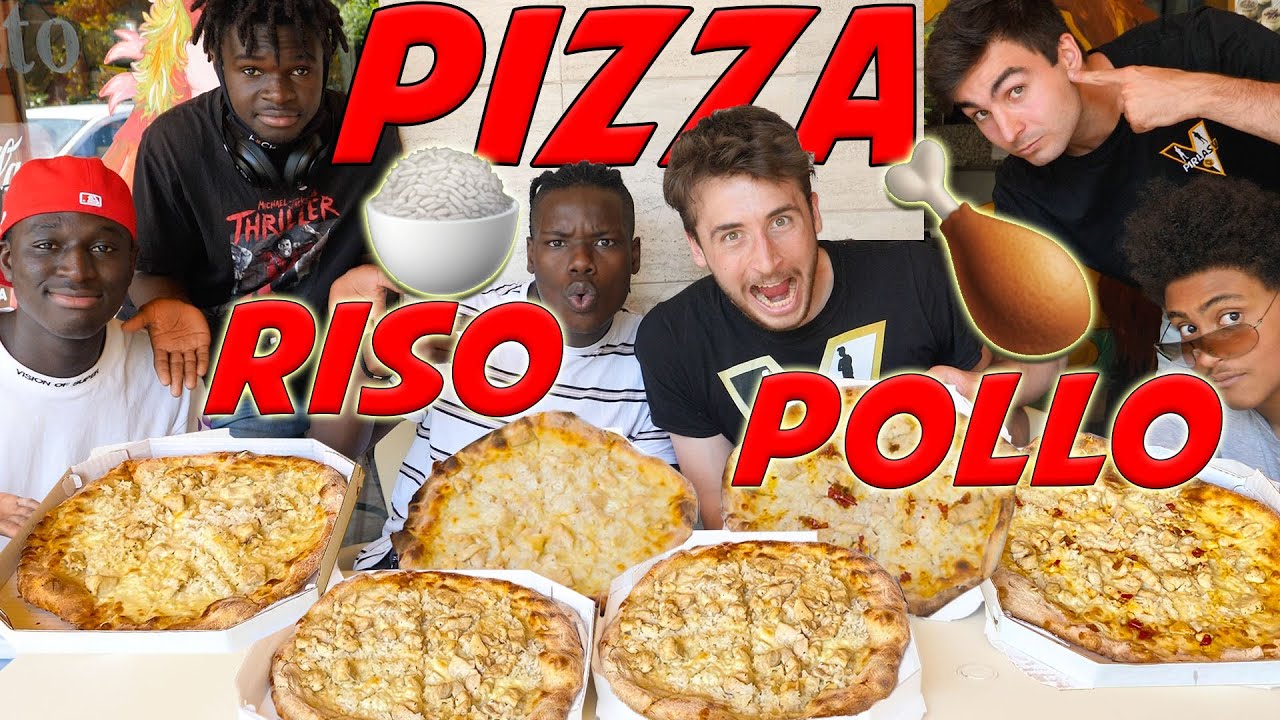 PIZZA al RISO CON POLLO - Chi la MANGIA pi&ugrave; velocemente? Neri VS Bianchi ● GARA di CIBO