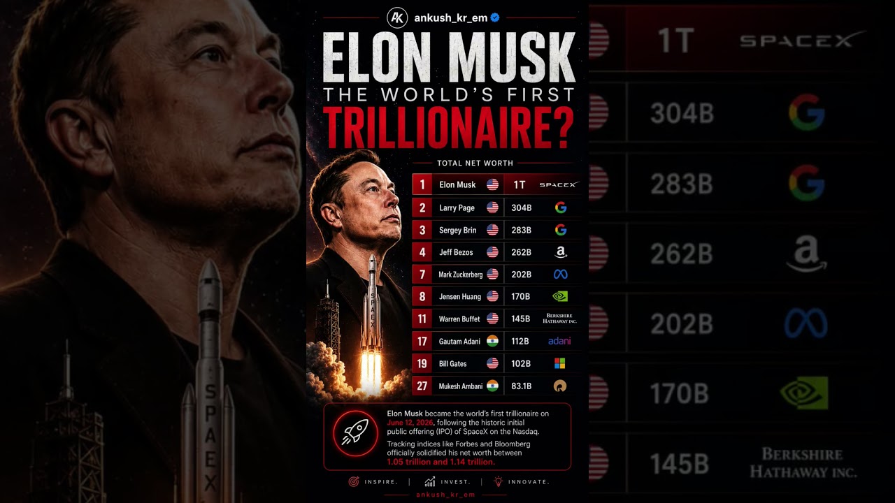 ELON MUSK IS NOW A TRILLIONAIRE?! 😱🚀  #stockmarket