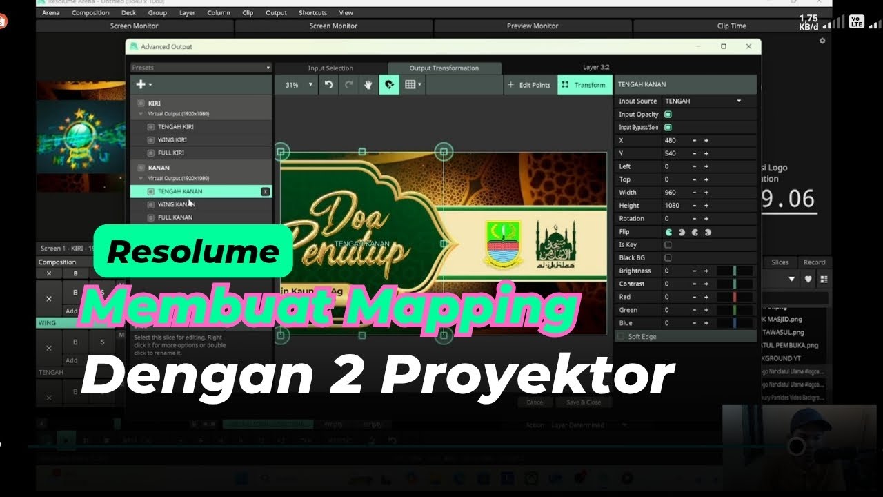 Cara Membuat Video Mapping dengan 2 Proyektor di Resolume Arena | Tutorial Lengkap Bahasa Indonesia