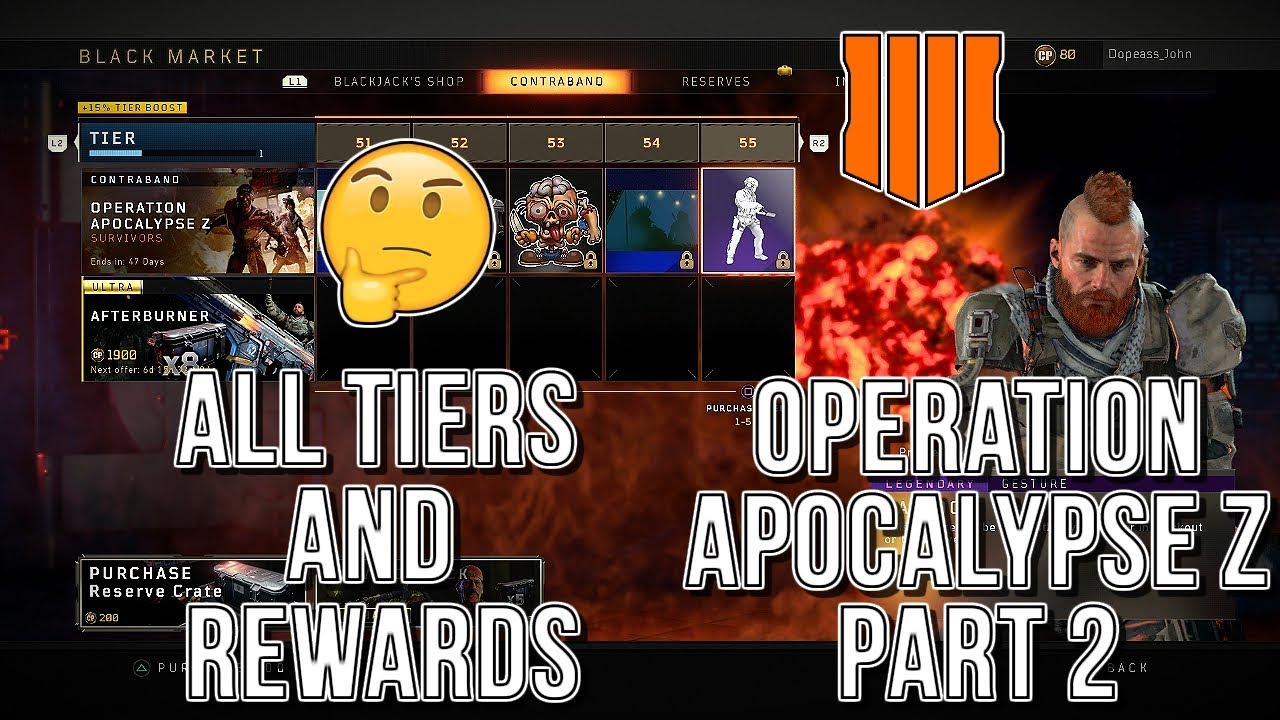 ALL 60 TIERS AND REWARDS FOR NEW TIER SYSTEM 🤔 (BO4 OPERATION APOCALYPSE Z SURVIVORS)