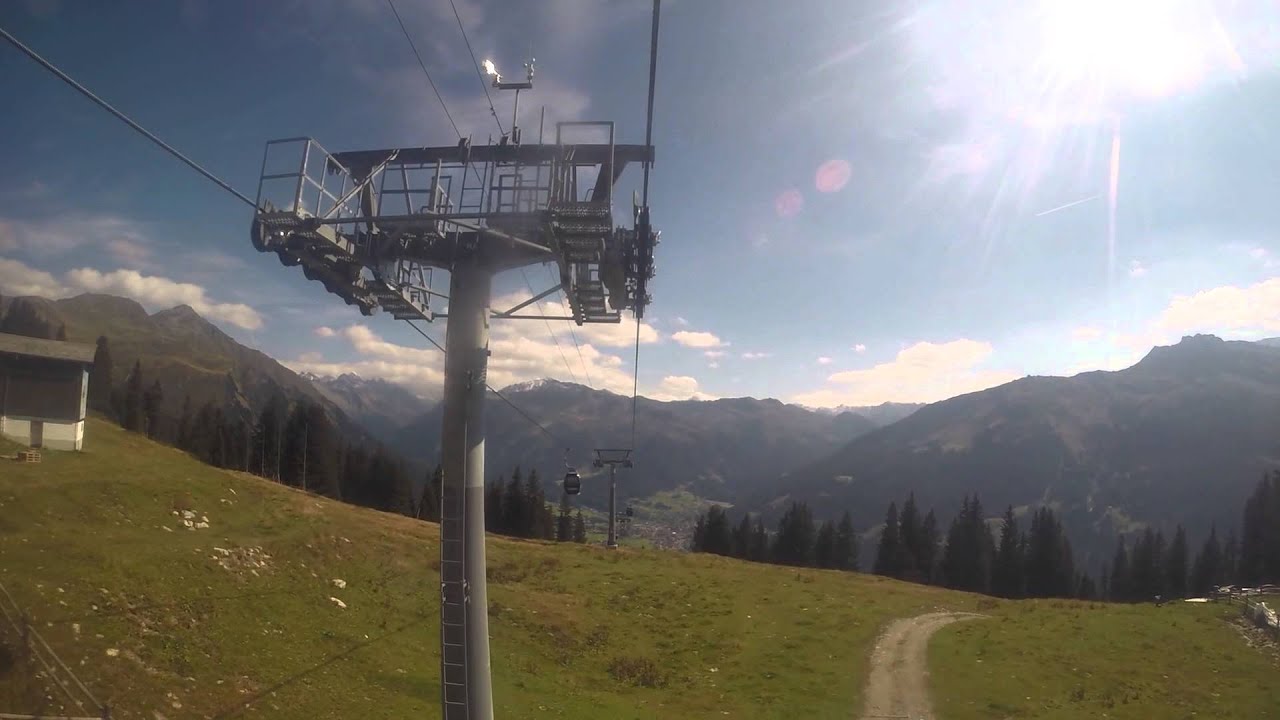 taking an aerial cable car from Klosters BKM to Madrisa