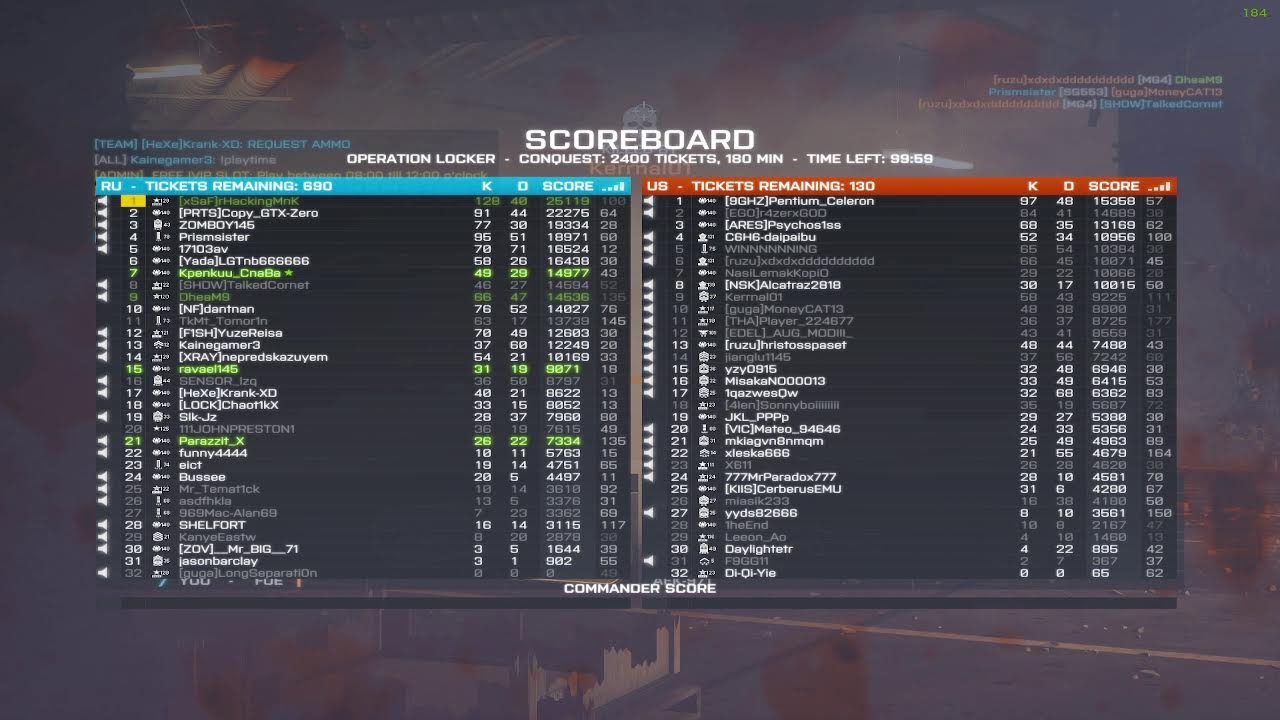 BF4 in pc 130:44 Locker server Core .