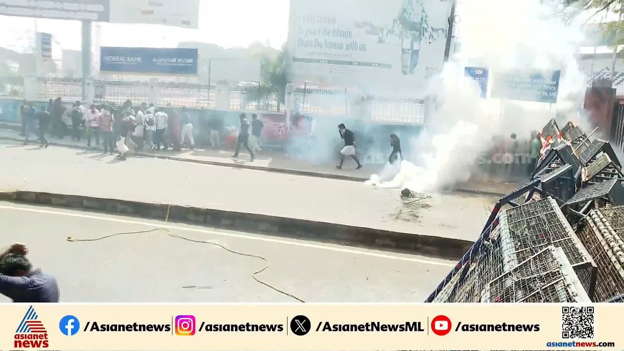 നിയമസഭയിലേക്ക് യൂത്ത് കോൺഗ്രസ് നടത്തിയ മാർച്ചിൽ വീണ്ടും സംഘർഷം; കണ്ണീർ വാതകം പ്രയോഗിച്ച് പൊലീസ്