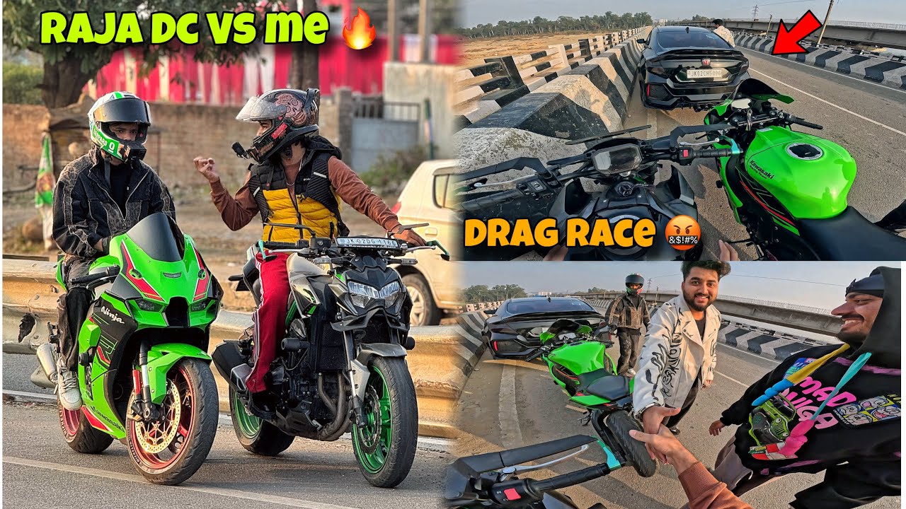 @RajaDc77 ka Sath Race 🔥 | zx10 vs Honda Civic | All YouTubers Collab 😍💕