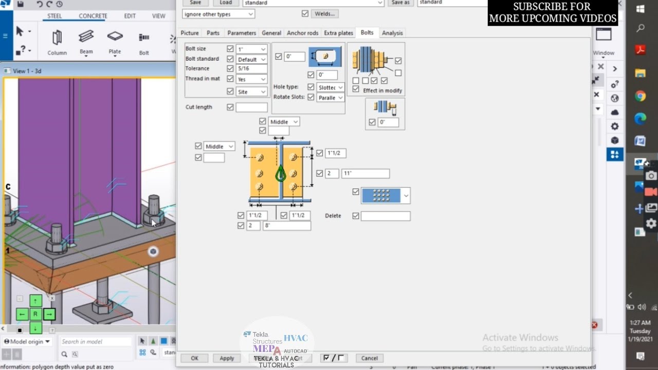 Base Plate Connection in Tekla | BasePlate | Base Plate Tutorial | Base Plate in Tekla Structure