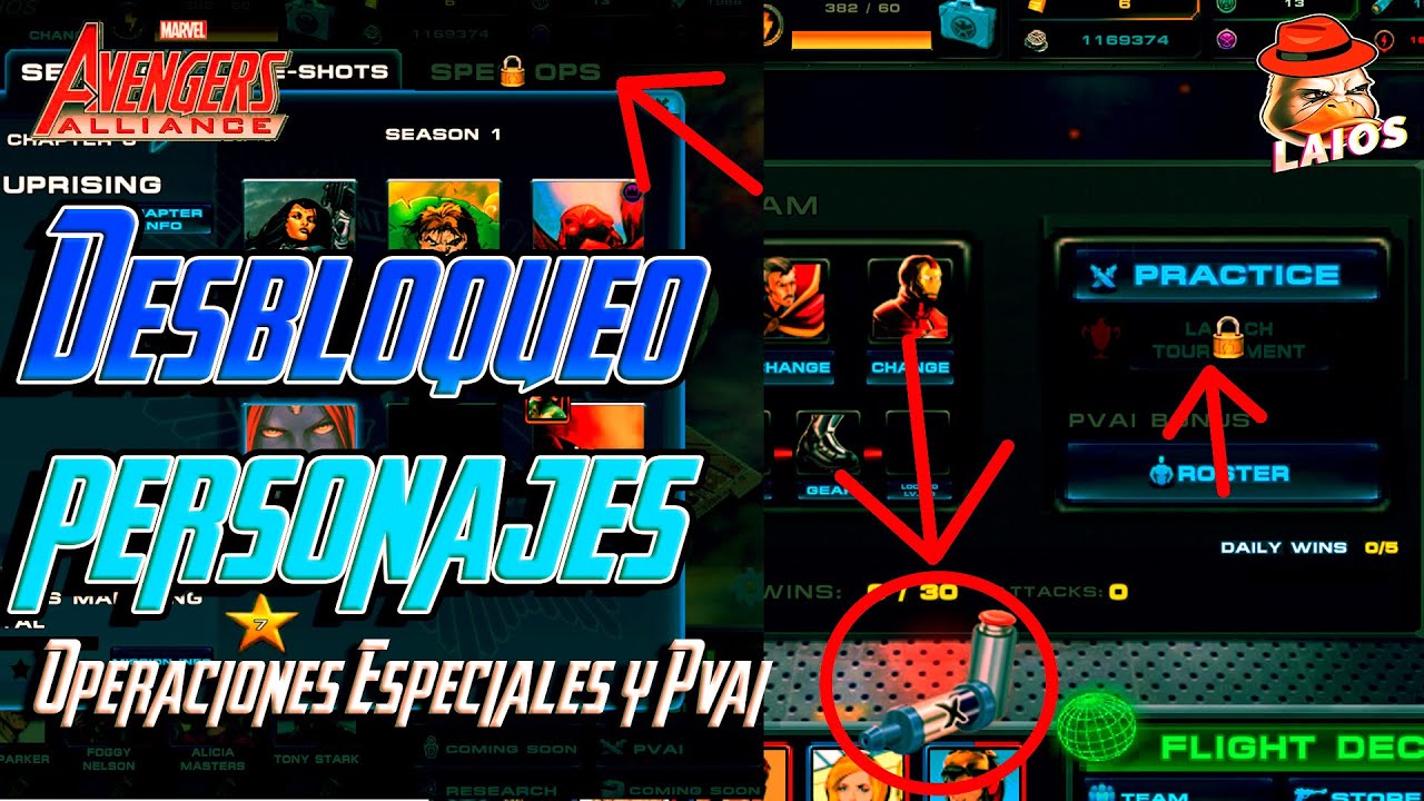 MARVEL AVENGERS ALLIANCE REDUX: GUIA DESBLOQUEO - PERSONAJES - PVAI - OPERACIONES ESPECIALES Y MAS