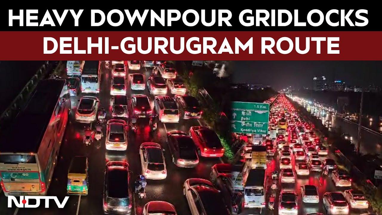 Gurugram News Today | Heavy Downpour Gridlocks Delhi-Gurugram Route