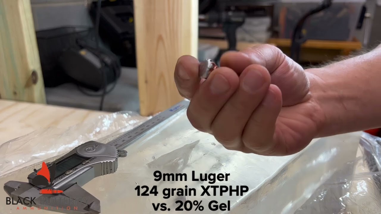 Black Butterfly Ammunition, Premium Self Defense, 9mm Luger, 124 gr, Hornady XTPHP (1190 FPS AMV)