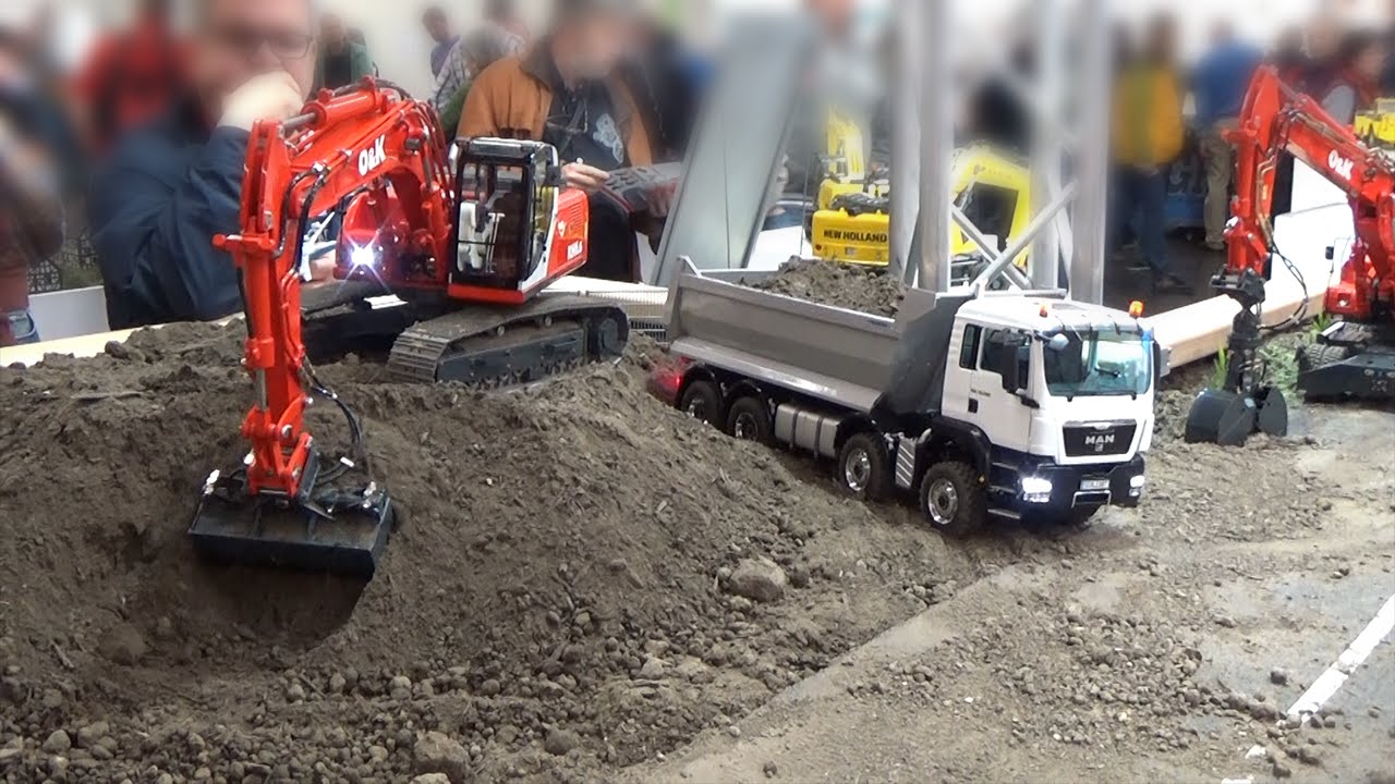 RC Excavator loading truck