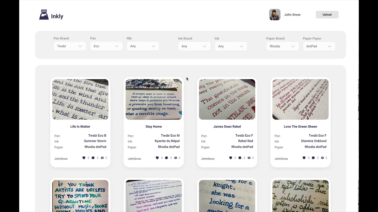 Inkly Writing Sample Database Demo