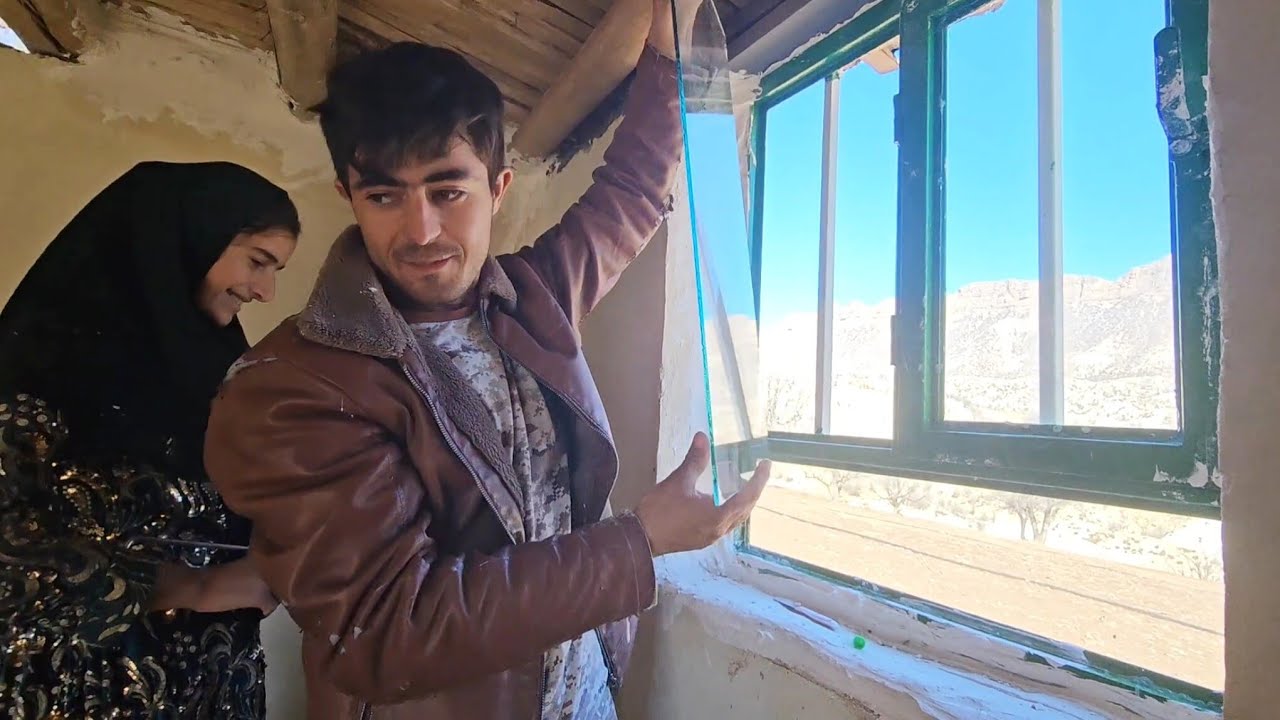 Victory Over the Wind! 🏔️ Kamal and Halimeh Finally Install the Glass to Secure our Home 🏠✨