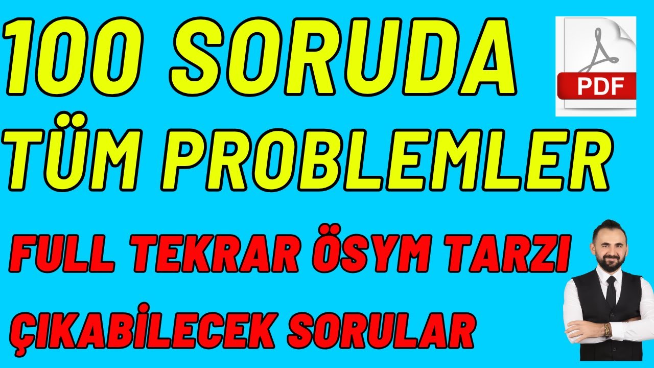 2025 TYT Problemler FULL TEKRAR 100 SORUDA + PDF | Problemler Konu ÖZETLİ #tyt #tytmatematik