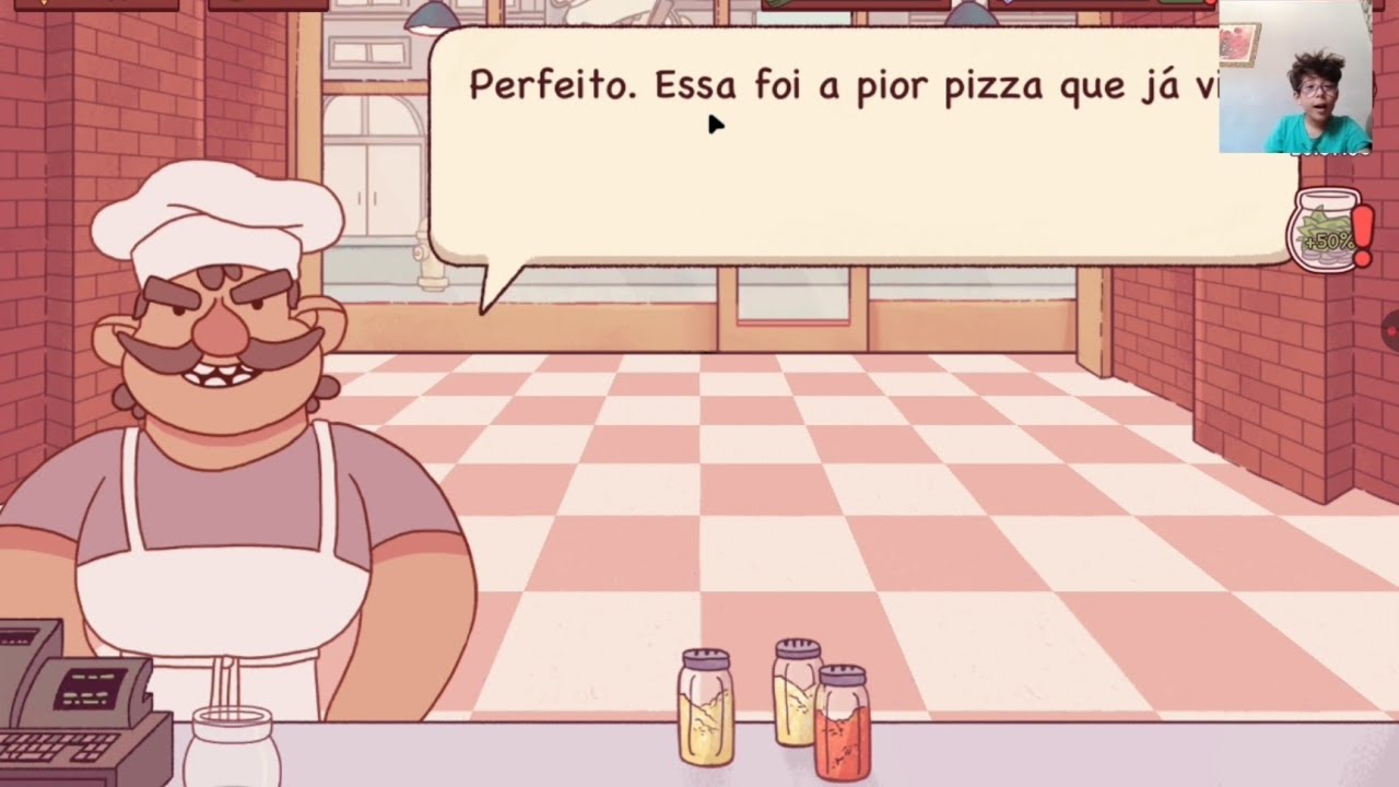 Jogando o jogo da pizza.
