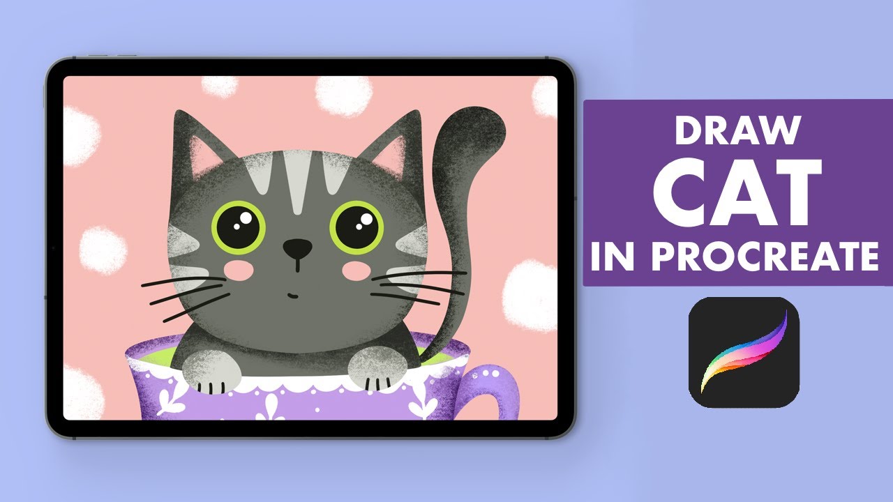 CAT Anyone Can Draw - Easy Procreate Tutorial - How To Draw A Cat Step-By-Step😻