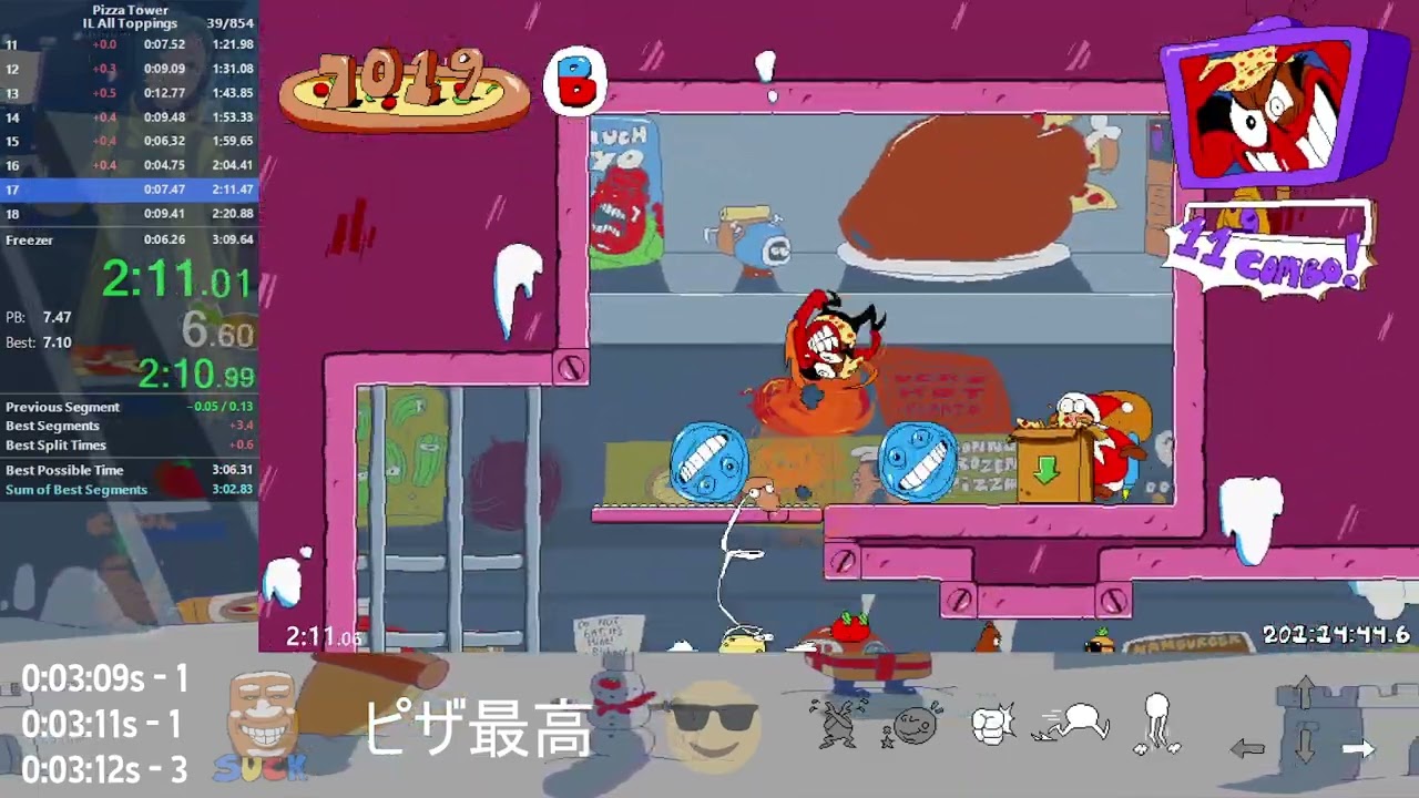 [Pizza Tower] Refrigerator-Refrigerador-Freezerator (All Toppings) in 3:09.117
