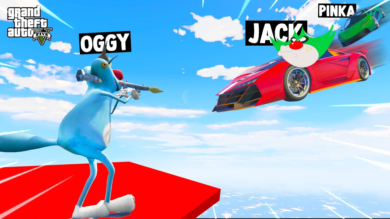 OGGY AND JACK PLAYING RPG VS CAR CHALLENGE (GTA 5 Funny Moments)