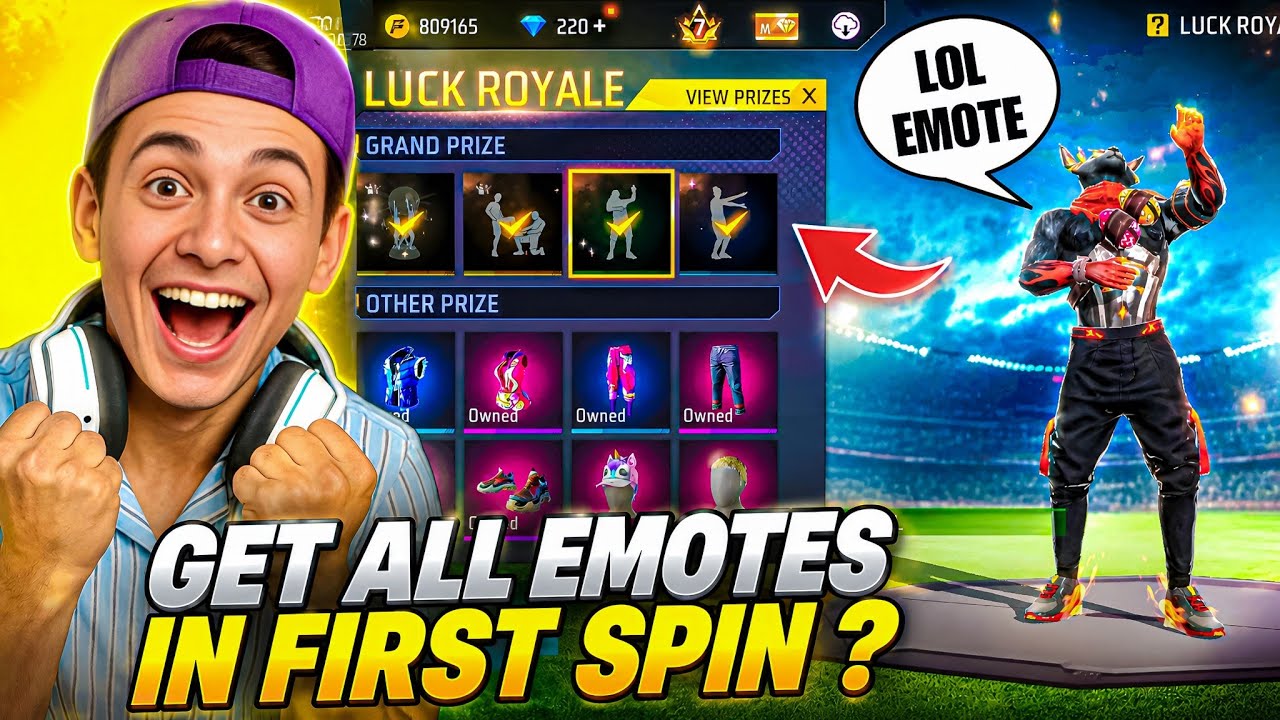 I Got LOL EMOTE And All Emotes In First Spin ? 😲 New Luck Royal Event 😈 Nalla Free Fire