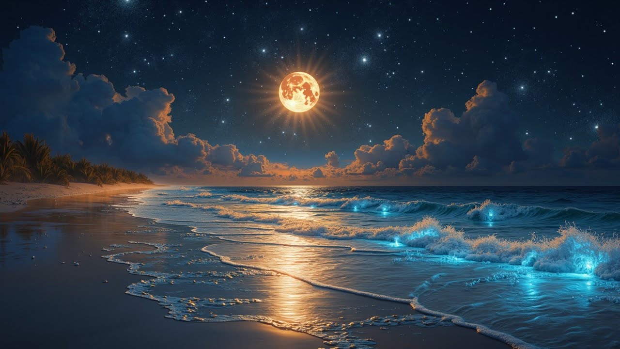 Moonlit Beach | Успокаивающие звуки волн для глубокого сна - ASMR и Релаксация