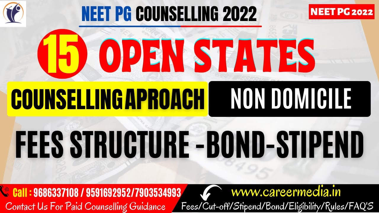 Open State for NEET PG 2022 Counselling with Fees Structure/Bond & Stipend  /How to apply for NEETPG